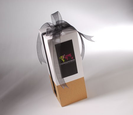 Caja para Vinos con Lazo y Etiqueta Impresa