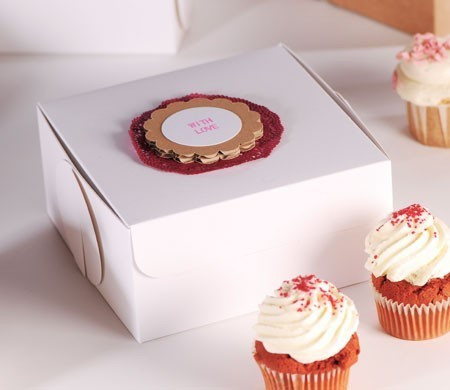 Caja Decorada para 4 Cupcakes