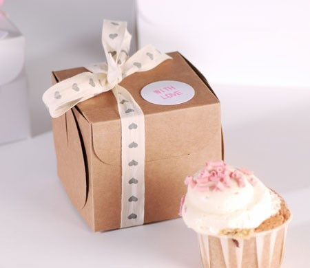 Cajita para Un Cupcake con Lazo