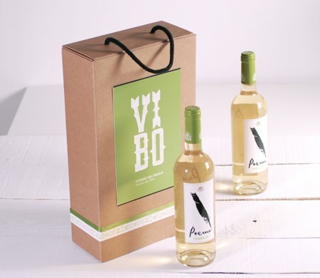 Caja con Asa para Dos Botellas