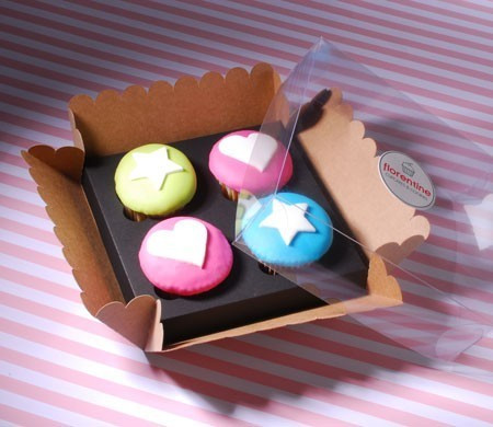 Caja para Cuatro Cupcakes con Etiqueta