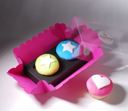Caja para dos cupcakes rosa...