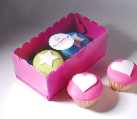 Caja para dos cupcakes rosa y negra