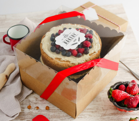 Caja para tartas con tapa transparente