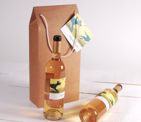 Caja grande de vino con asa decorada