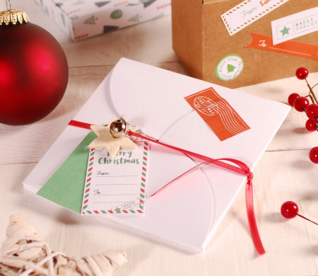 Caja de sobre decorada para Navidad