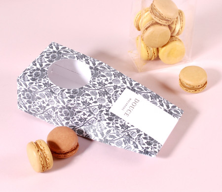 Caja para macarons con ventana.