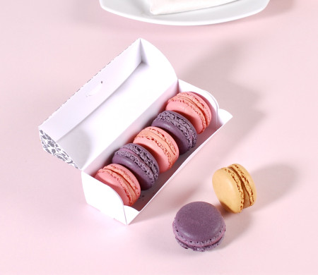 Caja alargada con tapa para macarons impresa Caja alargada con tapa para macarons impresa