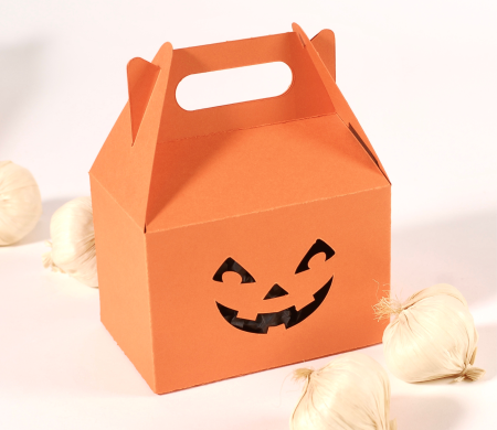 Caja de picnic con forma de calabara terrorófica de Halloween