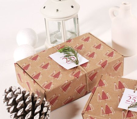 Caja rectangular de cartón para regalos navideños