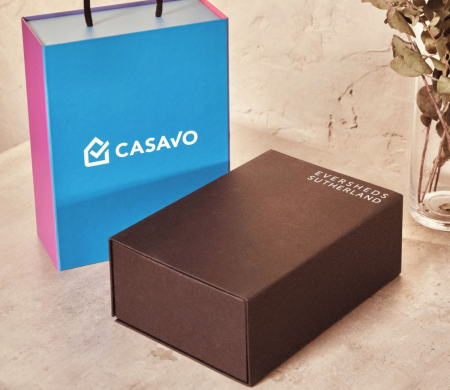 Caja forrada de cartón con impresión