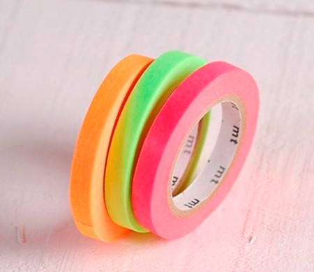 3 washi tapes colores flúor