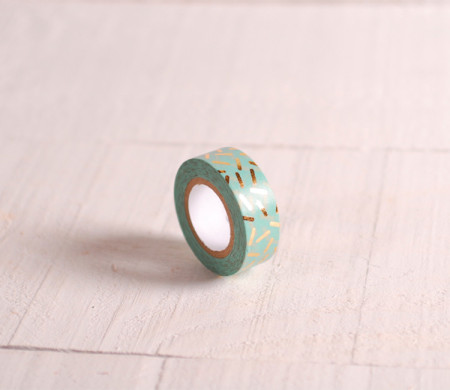 Washi tape menta confeti dorado