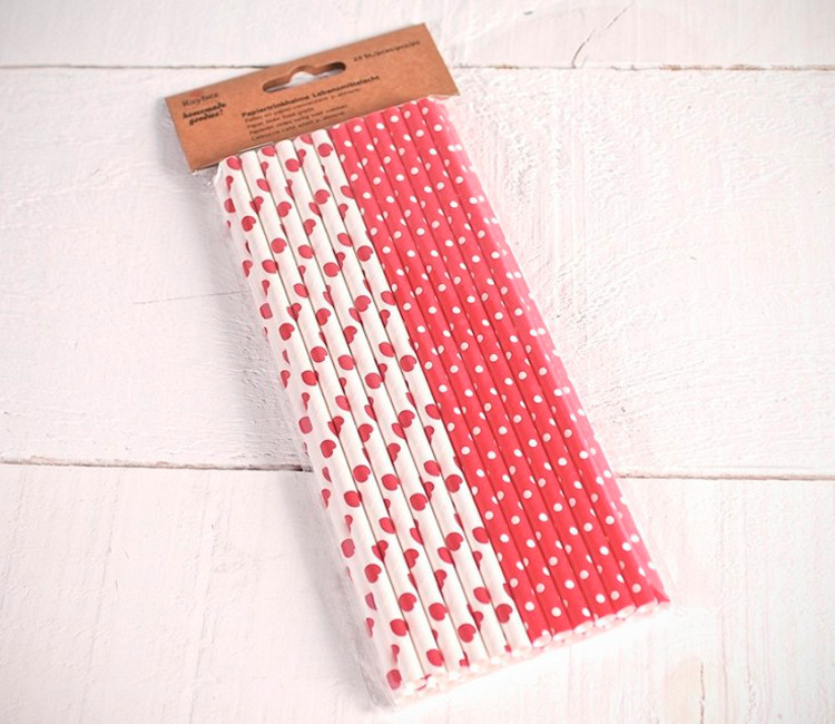 Pajitas de Papel Decoradas Rojas Pajitas de Papel Decoradas Rojas
