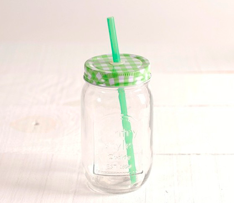 Tarro de Cristal 400 ml con Pajita Tarro de Cristal 400 ml con Pajita