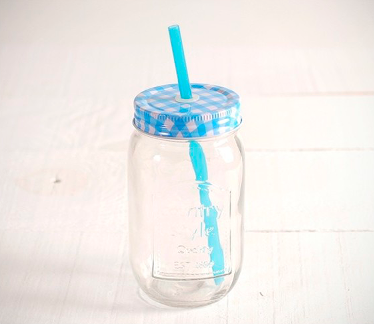 Tarro de Cristal 400 ml con Pajita Tarro de Cristal 400 ml con Pajita