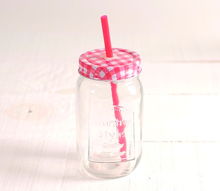 Tarro de Cristal 400 ml con Pajita Tarro de Cristal 400 ml con Pajita