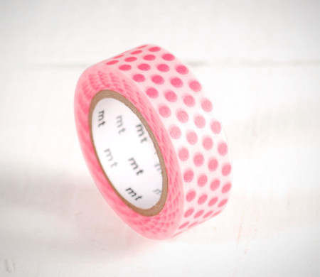 Washi Tape de Topos Rosa Flúor para Decorar Regalos           