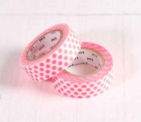 Washi Tape de Topos Rosa Flúor para Decorar Regalos           