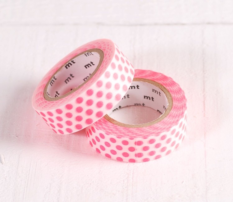 Washi Tape de Topos Rosa Flúor para Decorar Regalos Washi Tape de Topos Rosa Flúor para Decorar Regalos