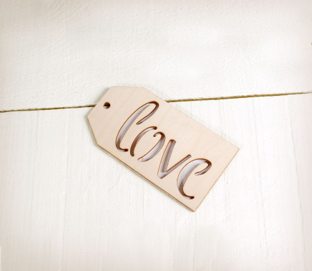 Etiqueta Love de Madera