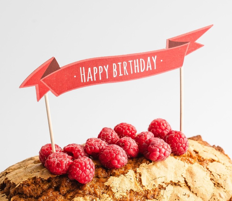 Topper para tartas con mensaje Happy Birthday