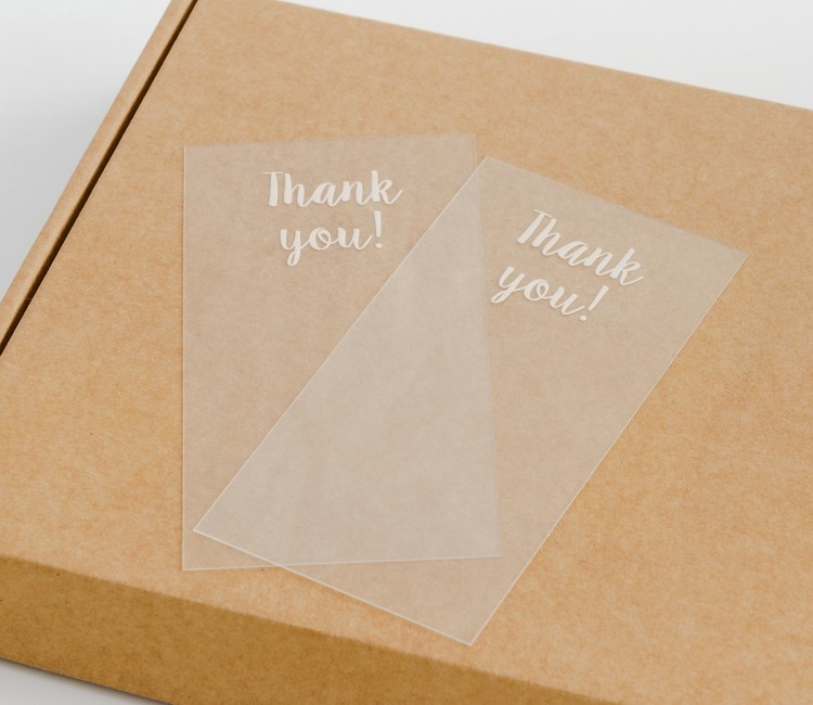 Etiqueta transparente "Thank you" para envíos Etiqueta transparente "Thank you" para envíos