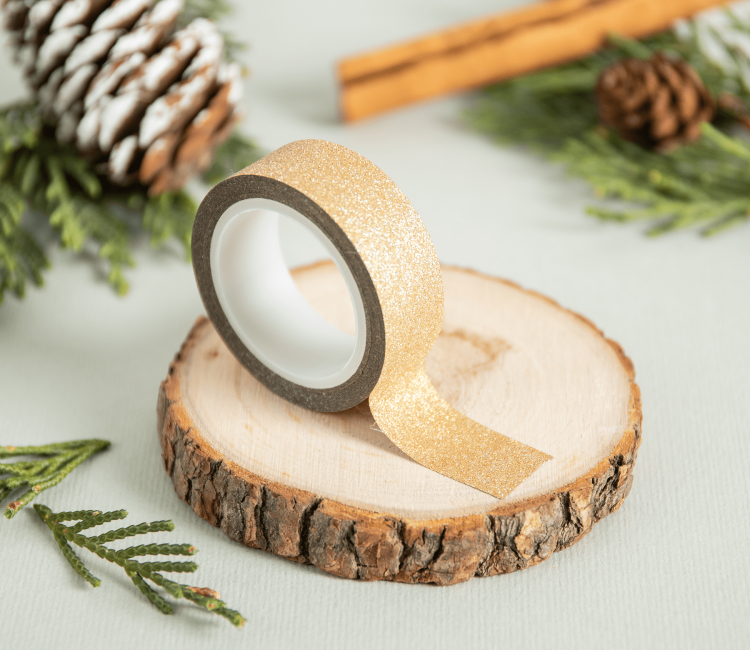 Rollo de washi tape con purpurina