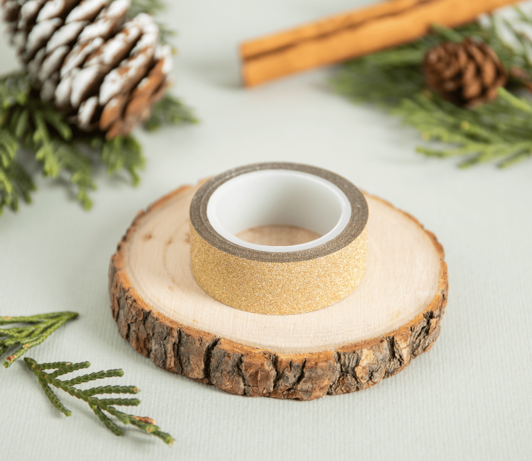 Rollo de washi tape con purpurina
