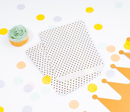 Bolsitas de Papel Blancas con Topos Negros