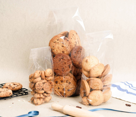 Bolsas de celofán con fondo y fuelle aptas para alimentación