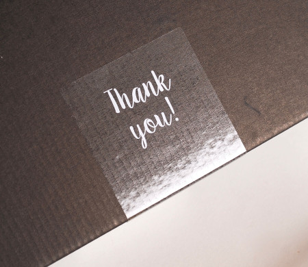 Etiqueta transparente "Thank you" para envíos