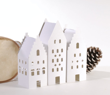 Pack de 3 casitas nórdicas para la decoración de Navidad