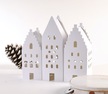 Pack de 3 casitas nórdicas para la decoración de Navidad