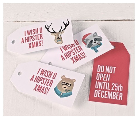 Etiquetas de Regalo Impresas Hipster Xmas
