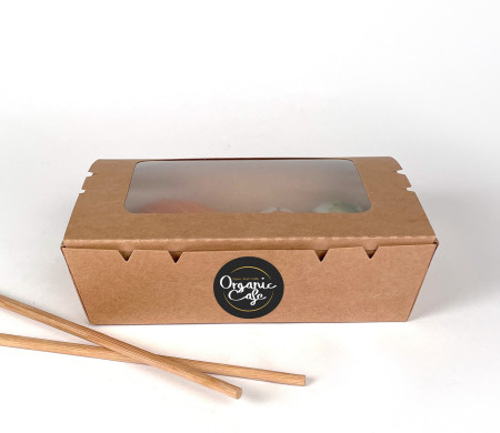 Caja con ventana para take away