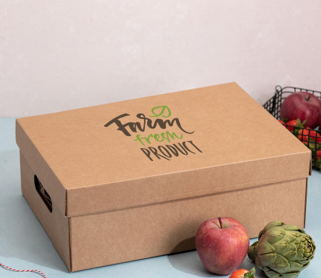 Caja de cartón con tapa para verduras