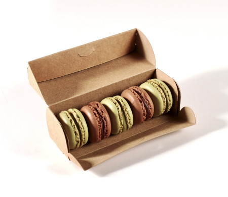 Caja para macarons alargada con tapa 