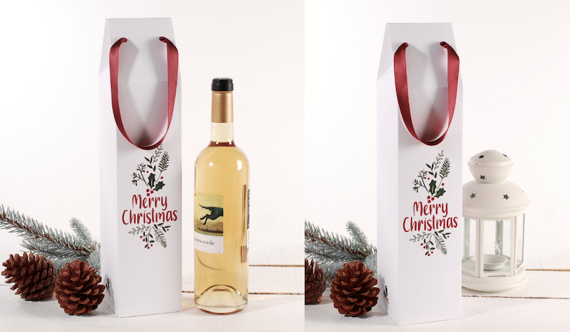 Caja de vino decorada para Navidad