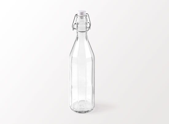 Botella de cristal para agua con tapón mecánico