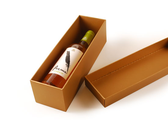 Caja de vino forrada individual con tapa
